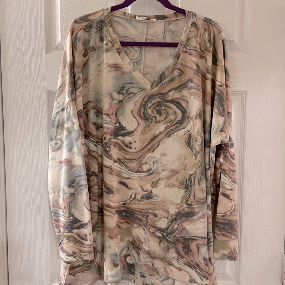 Zenana - 2X Pink Swirl Tunic